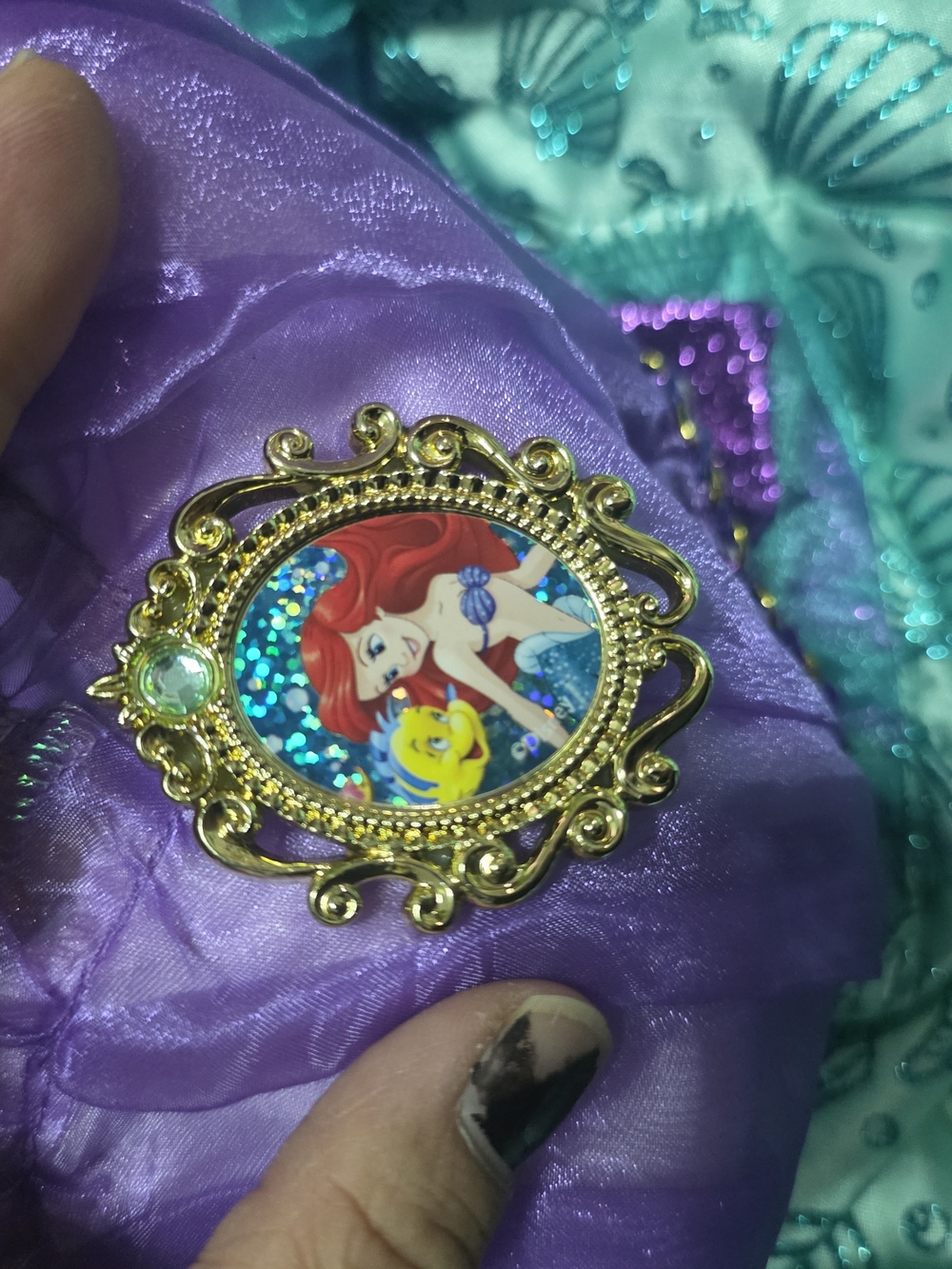 Disney Purple and Teal Ariel Decorative Brooch